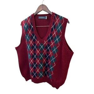 Christopher Hayes Mens XL Argyle Sweater Vest 100% Shetland Wool Made in Ireland